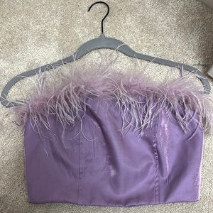 Purple strapless top